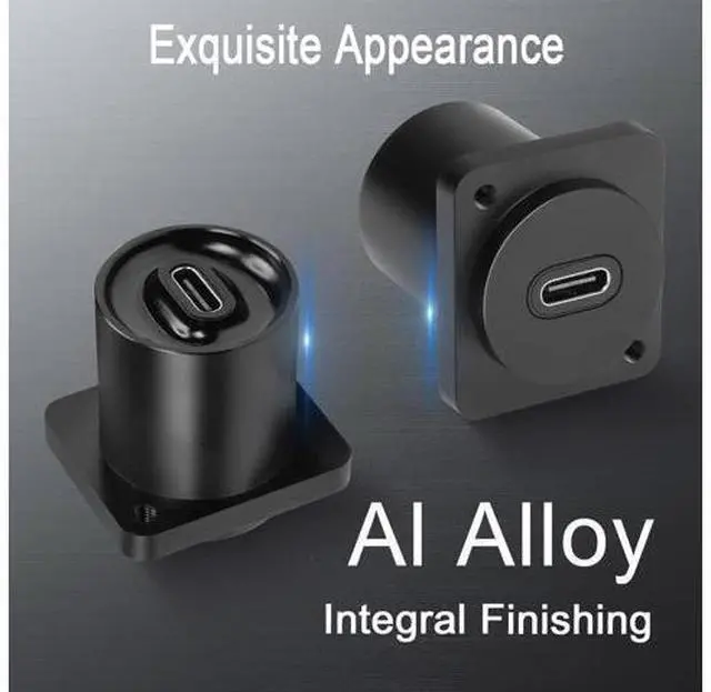 Alt view image 3 of 7 - Vszerda 10Gbps USB-C to USB-C Panel Mount Adapter, Type-C 3.1 Female to Female Straight Connector, 100W Charging, Integral Al Alloy Housing, D-Type/XLR Panel Mount, Extension