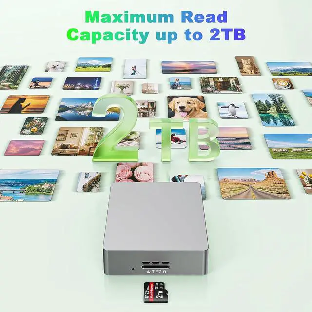 Alt view image 5 of 7 - 10Gbps Type C/USB A MicroSD Express Card Reader, USB 3.2 Gen 2, TF7.0 Card Read, Internal Intelligent Fan,Supports hot-swapping,Plug & Play,no Driver Required with Express microSD UHS-II Card