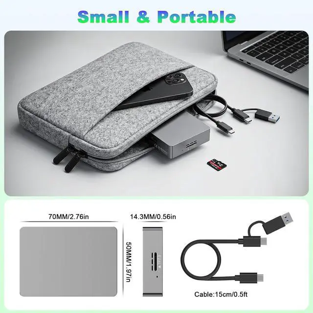 Alt view image 7 of 7 - 10Gbps Type C/USB A MicroSD Express Card Reader, USB 3.2 Gen 2, TF7.0 Card Read, Internal Intelligent Fan,Supports hot-swapping,Plug & Play,no Driver Required with Express microSD UHS-II Card