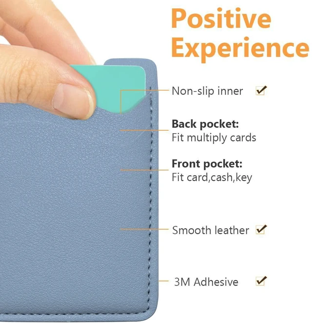 Alt view image 3 of 6 - Puxnoin Leather Phone Stretchy Card Holder for Back of Phone, 2Pack Blue
