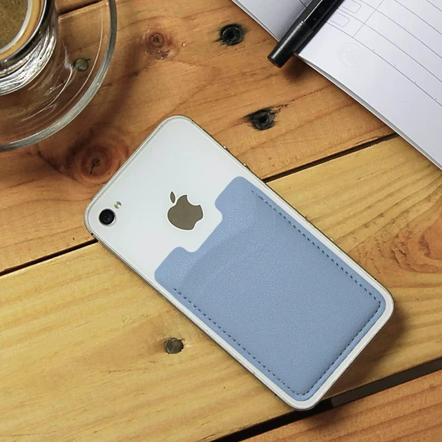 Alt view image 6 of 6 - Puxnoin Leather Phone Stretchy Card Holder for Back of Phone, 2Pack Blue