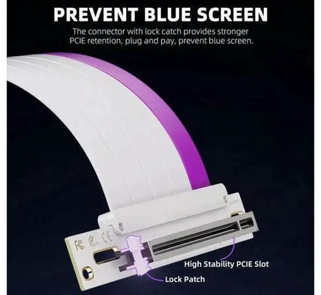 Alt view image 3 of 7 - 200mm White 90-Degree PCIe 4.0 x16 GPU Riser Cable, Flexible High-Speed PCIe Extender Cord Compatible with RTX4090 RTX3060 RX7900 Series Graphics Cards