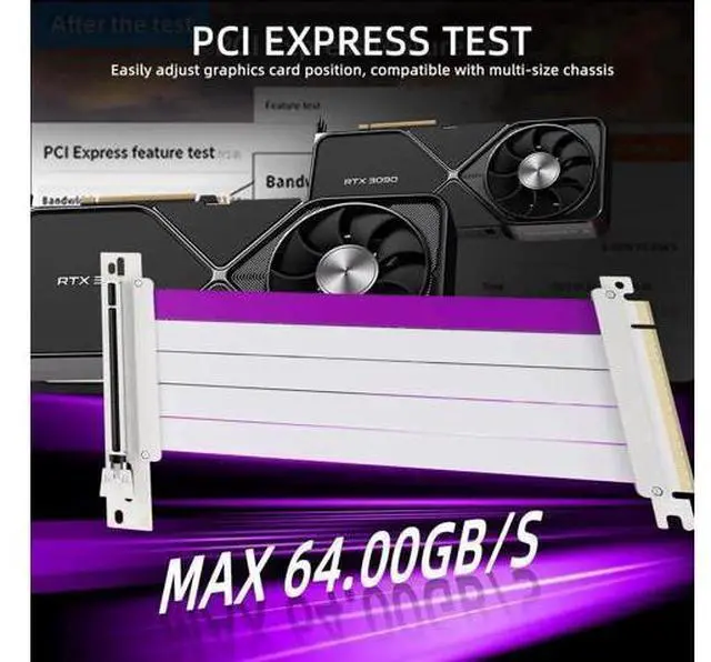 Alt view image 6 of 7 - 200mm White 90-Degree PCIe 4.0 x16 GPU Riser Cable, Flexible High-Speed PCIe Extender Cord Compatible with RTX4090 RTX3060 RX7900 Series Graphics Cards