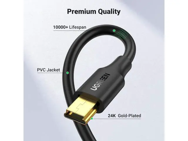 Alt view image 3 of 7 - UGREEN 10FT USB 2.0 Mini B Cable, USB A to Mini USB Charging & Data Sync Cord Compatible with Garmin Nuvi GPS, Dash Cam, Digital Camera, PS3 Controller, External Hard Drive, GoPro Hero 3+, PDA