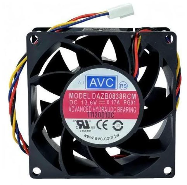Alt view image 4 of 7 - AVC DAZB0838RCM 8038 DC13.6V 0.17A 4-Pin PWM Cooling Fan, 80×80×38mm 4-Wire Tachometer Industrial Replacement Fan