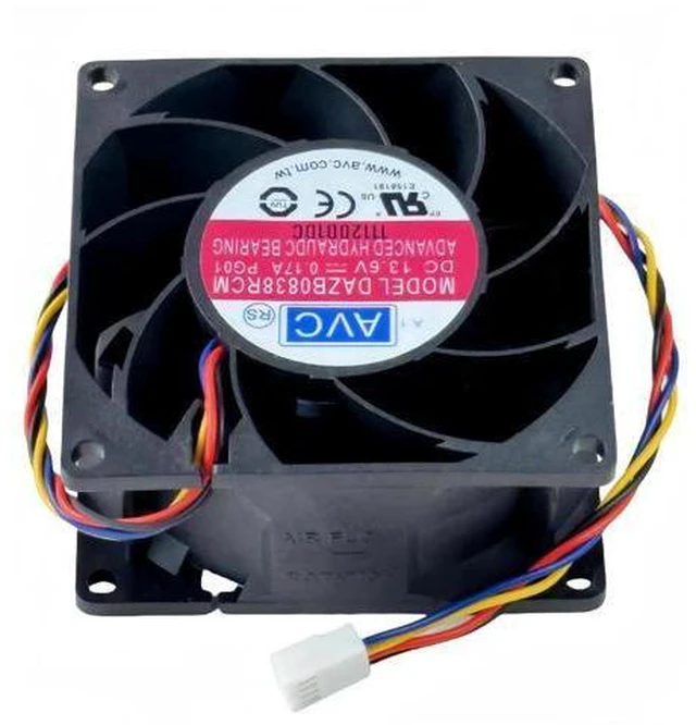 Alt view image 6 of 7 - AVC DAZB0838RCM 8038 DC13.6V 0.17A 4-Pin PWM Cooling Fan, 80×80×38mm 4-Wire Tachometer Industrial Replacement Fan