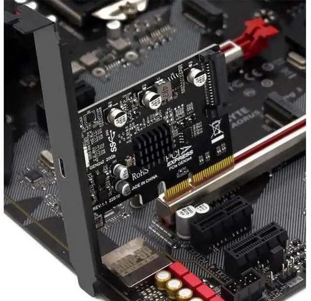Alt view image 6 of 7 - USB 3.2 Gen2 Type-C 20Gbps USB-C to PCIe 4X Expansion Card Adapter, PCI-E 4X to USB-C Port Converter for Desktop Motherboard