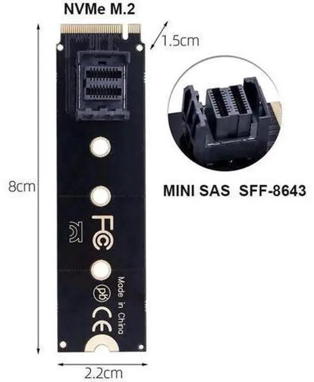 Alt view image 2 of 5 - M.2 M-Key NVMe to Mini SAS SFF-8643 Adapter Card, PCIe 3.0/4.0 x4 NGFF Converter for U.2 NVMe SSD Storage Expansion, Fit Desktop, Laptop & Server Motherboard