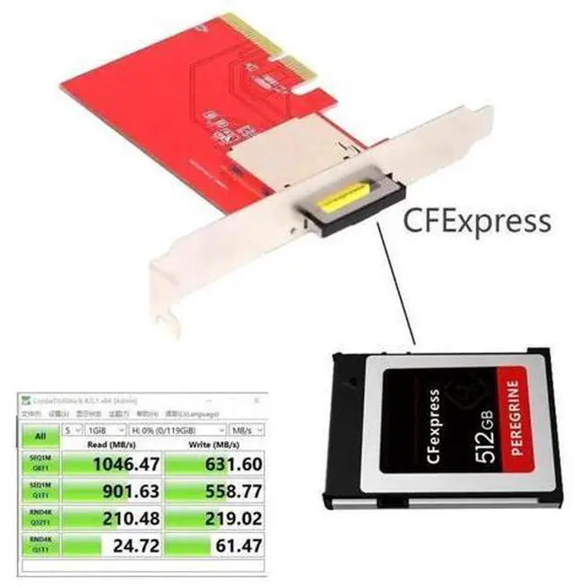 Alt view image 4 of 7 - PCIe 4X to CFexpress Type-B Adapter Card for R5 Z6 Z7
