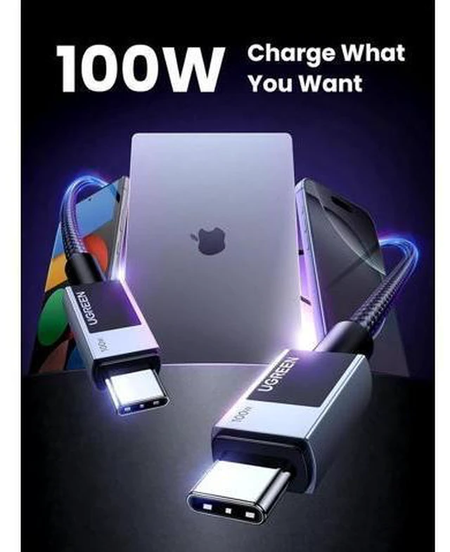 Alt view image 4 of 7 - UGREEN 10FT USB C to USB C 100W PD Fast Charging Cable, Type-C Charging Cord for iPhone 17/16, MacBook, Galaxy S25/S24, iPad, Pixel 8