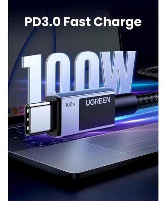 Alt view image 7 of 7 - UGREEN 10FT USB C to USB C 100W PD Fast Charging Cable, Type-C Charging Cord for iPhone 17/16, MacBook, Galaxy S25/S24, iPad, Pixel 8