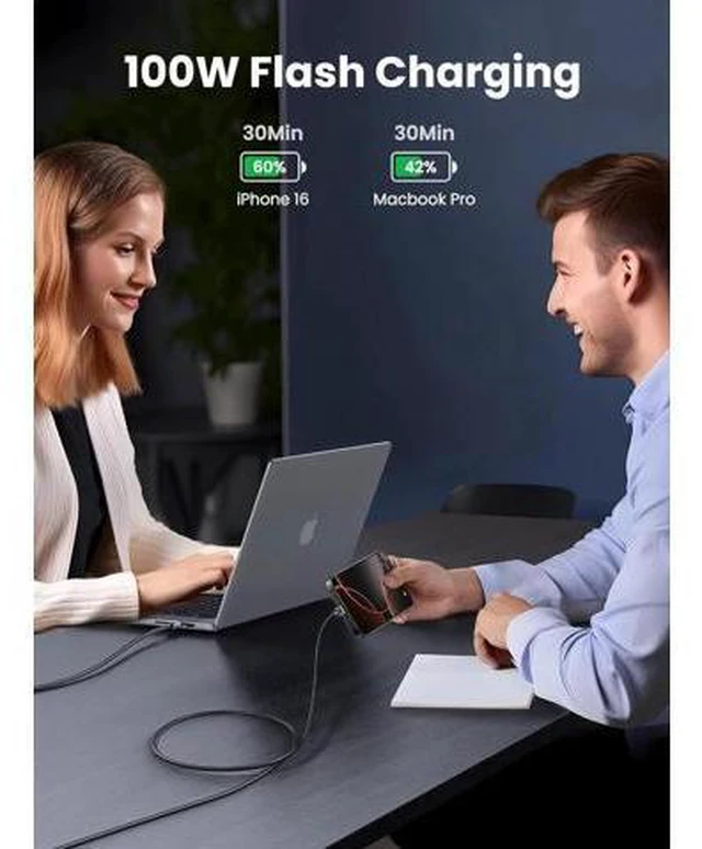Alt view image 6 of 7 - UGREEN 10FT USB C to USB C 100W PD Fast Charging Cable, Type-C Charging Cord for iPhone 17/16, MacBook, Galaxy S25/S24, iPad, Pixel 8