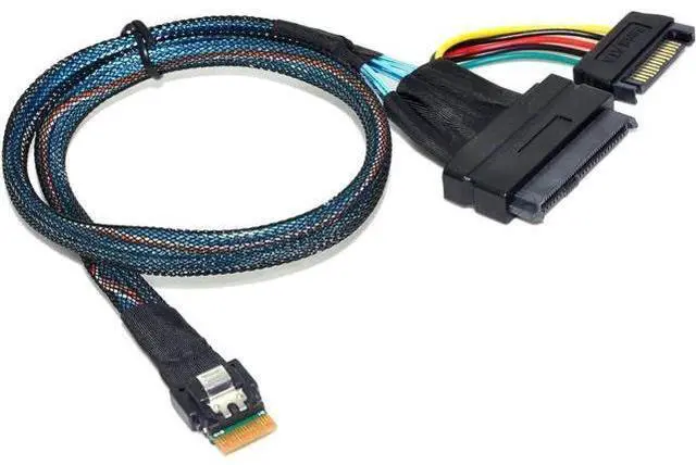 Alt view image 5 of 7 - 100cm U.2 SFF-8639 to Slimline SFF-8654 4i NVMe PCIe High-Speed Cable