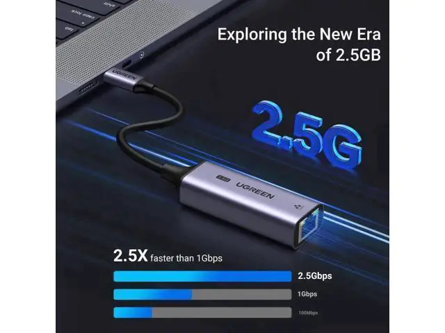 Alt view image 2 of 7 - UGREEN 2.5G USB C to RJ45 Ethernet Adapter Aluminum Shell Compatible Thunderbolt 4/3