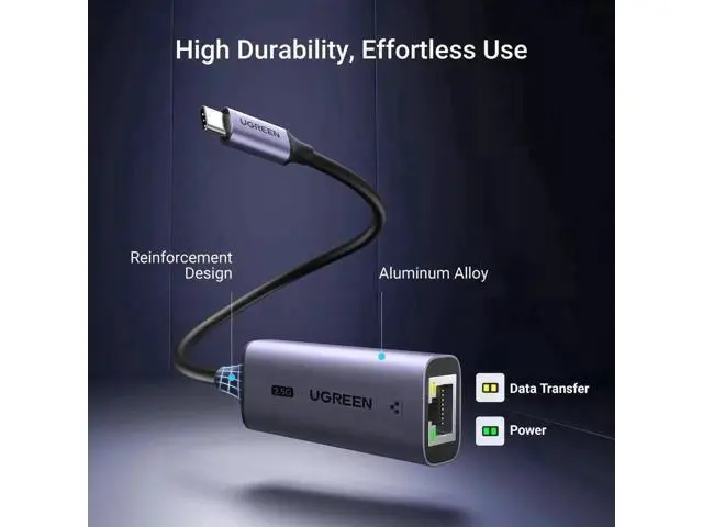 Alt view image 5 of 7 - UGREEN 2.5G USB C to RJ45 Ethernet Adapter Aluminum Shell Compatible Thunderbolt 4/3