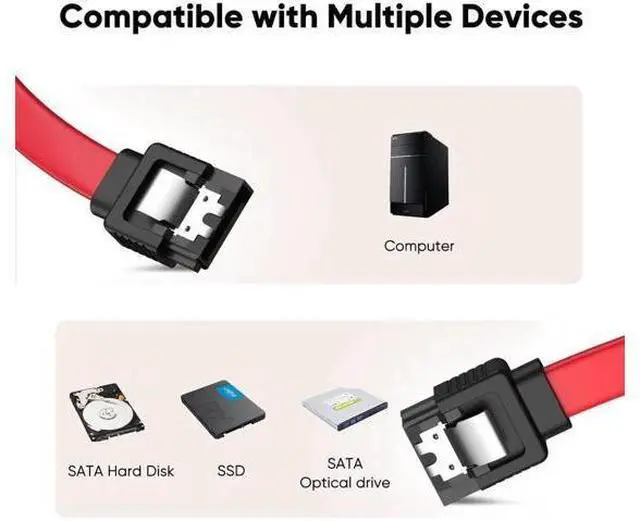 Alt view image 4 of 7 - 5 Pack 18 Inch Red SATA III Data Cable with Locking Latches, 6Gbps 7Pin Female to Female SATA Cable for HDD SSD Motherboard
