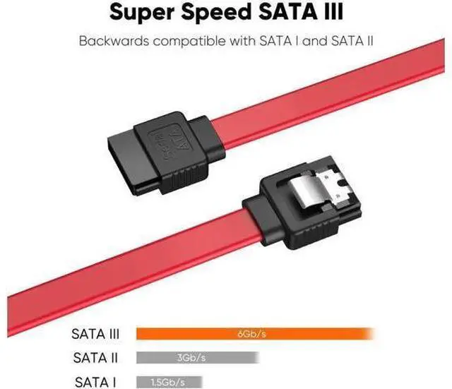 Alt view image 7 of 7 - 5 Pack 18 Inch Red SATA III Data Cable with Locking Latches, 6Gbps 7Pin Female to Female SATA Cable for HDD SSD Motherboard