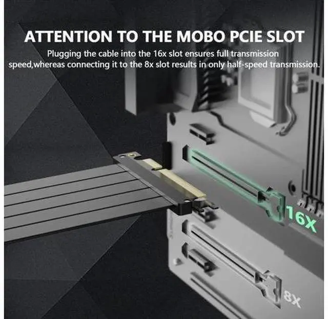 Alt view image 3 of 7 - 200mm PCIe 4.0 x16 90-Degree GPU Riser Cable, EMI Shielded Flexible PCI Express 4.0 Extender Cord with 30AWG Wires & TPE Sleeves, Backward Compatible PCIe 3.0/2.0