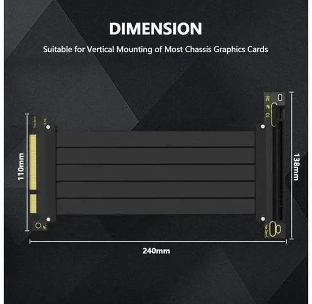 Alt view image 4 of 7 - 200mm PCIe 4.0 x16 90-Degree GPU Riser Cable, EMI Shielded Flexible PCI Express 4.0 Extender Cord with 30AWG Wires & TPE Sleeves, Backward Compatible PCIe 3.0/2.0