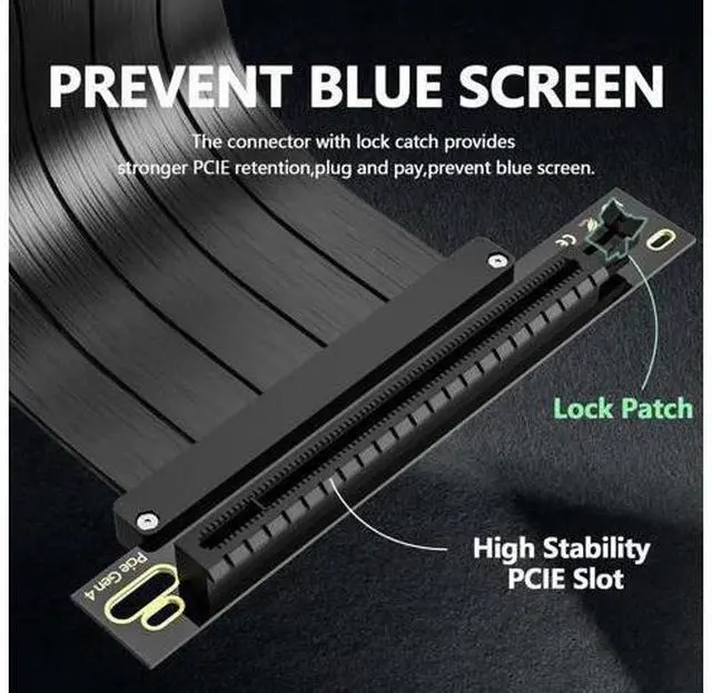 Alt view image 6 of 7 - 200mm PCIe 4.0 x16 90-Degree GPU Riser Cable, EMI Shielded Flexible PCI Express 4.0 Extender Cord with 30AWG Wires & TPE Sleeves, Backward Compatible PCIe 3.0/2.0