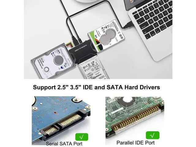 Alt view image 7 of 7 - USB 3.0 to SATA IDE Hard Drive Reader Adapter, External Ultra Recovery Converter with Power Supply, Compatible with 2.5" 3.5" HDD SSD & 5.25" DVD CD-ROM Optical Drives for Fast Data Transfer