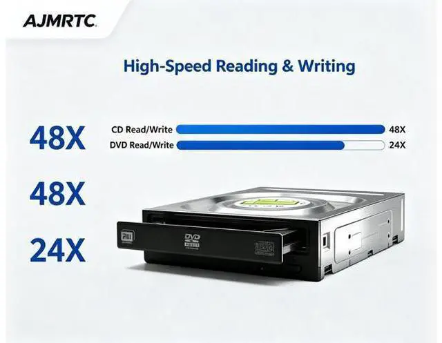 Alt view image 2 of 7 - AJMRTC 3.5 Inch SATA Internal Desktop DVD RW Burner Drive, DVD CD Reader Writer M-DISC Supported, 16X DVD Read 24X DVD Burn, Compatible with Windows XP/Vista/8/10 PC Optical Disc Player