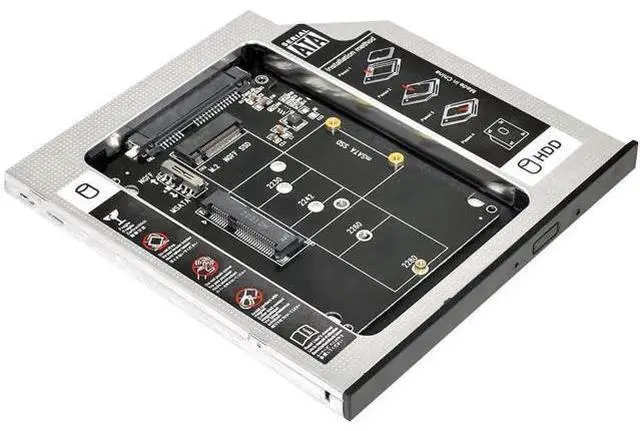 Main image of mSATA & NGFF B/M-Key SSD to Slimline SATA 13Pin Hard Drive Caddy, 9.5mm Universal Optical Bay HDD Enclosure for Laptop CD DVD-ROM Drive Slot Storage Upgrade