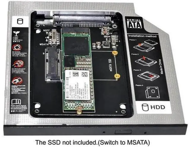 Alt view image 5 of 6 - mSATA & NGFF B/M-Key SSD to Slimline SATA 13Pin Hard Drive Caddy, 9.5mm Universal Optical Bay HDD Enclosure for Laptop CD DVD-ROM Drive Slot Storage Upgrade