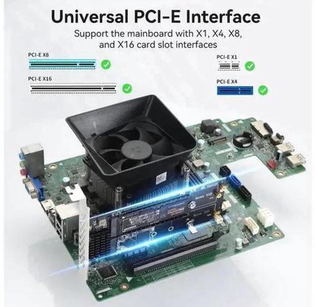 Alt view image 4 of 7 - Dual M.2 NVMe to PCIe Expansion Adapter Card with Cooling Heatsink, Supports M-Key & B+M Key 2230/2242/2260/2280 SSD, Low Profile Bracket, Compatible with PCIe X1/X4/X8/X16 Slots