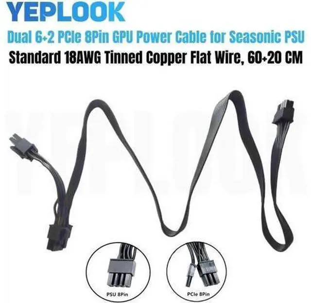 Main image of PCIe Dual 8Pin (6+2Pin) Modular GPU Power Cable Compatible with Platinum Series 660W, 760W, 860W, 1050W, 1200W Full Modular Power Supply