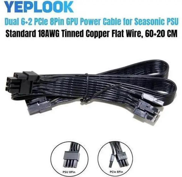 Alt view image 6 of 6 - PCIe Dual 8Pin (6+2Pin) Modular GPU Power Cable Compatible with Platinum Series 660W, 760W, 860W, 1050W, 1200W Full Modular Power Supply