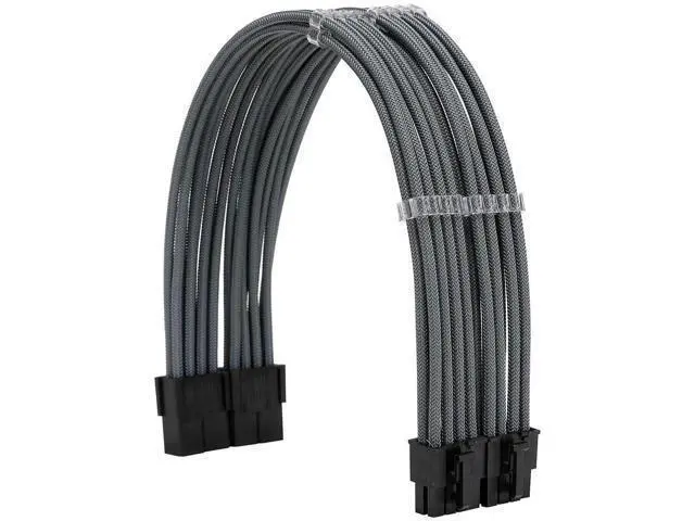 Alt view image 2 of 6 - Grey Braided Sleeved PSU Extension Cable Kit, 18AWG ATX 24Pin + EPS 8Pin + PCI-E 8Pin with Cable Combs for Motherboard & GPU Connection