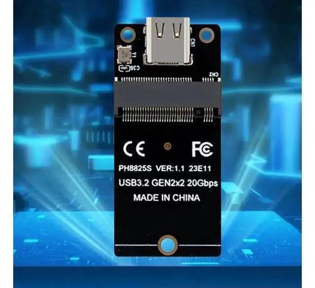 Alt view image 2 of 3 - M.2 NVMe to Type-C Riser Adapter Board, USB3.2 Gen2x2 20Gbps (Up to 2000MB/s) ASM2364 Controller, Compatible with 2230/2242/2260/2280 M.2 SSD