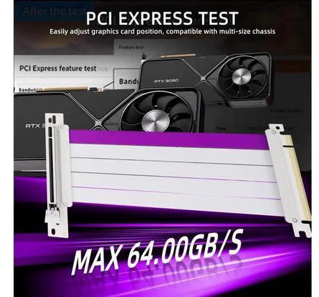 Alt view image 3 of 7 - 200mm PCIe 4.0 x16 Riser Cable, 90 Degree High Speed Flexible GPU Extension Cord, White, Compatible with RTX 4090 RTX 3060 RX 7900 Graphics Cards