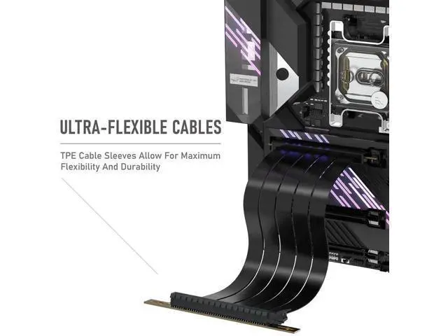 Alt view image 2 of 7 - PCIe Gen4 x16 Extreme Flexible GPU Riser Cable, Right Angle PCIe 4.0 Extension Card, 11.8 Inch (30cm) Full Speed Graphics Card Extender