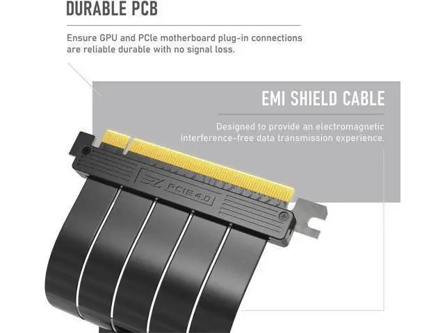 Alt view image 6 of 7 - PCIe Gen4 x16 Extreme Flexible GPU Riser Cable, Right Angle PCIe 4.0 Extension Card, 11.8 Inch (30cm) Full Speed Graphics Card Extender