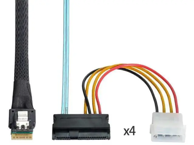 Alt view image 2 of 7 - SFF-8654 4i 38Pin PCIe 4.0 Slimline SAS Fanout Cable, SFF-8654 Host to 4×SFF-8482 29Pin SAS Hard Drive Conversion RAID Cable for Server Storage