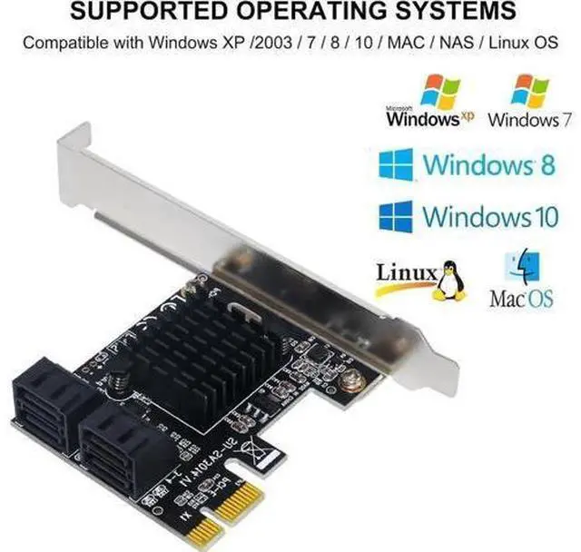 Alt view image 3 of 7 - 4 Ports PCIe X1 SATA 3.0 Expansion Card with 4 SATA Cables, 6Gbps Non-RAID SATA Controller Card, Low Profile Bracket, Supports Bootable System Disk