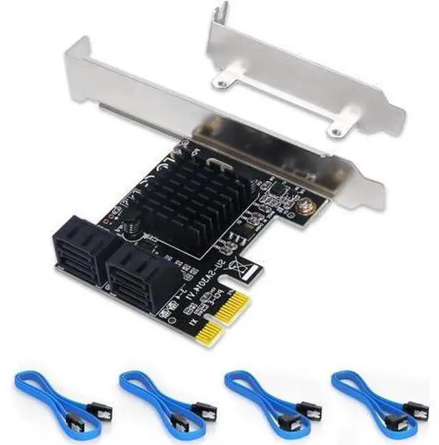 Main image of 4 Ports PCIe X1 SATA 3.0 Expansion Card with 4 SATA Cables, 6Gbps Non-RAID SATA Controller Card, Low Profile Bracket, Supports Bootable System Disk