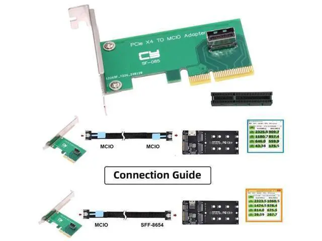 Alt view image 2 of 7 - PCI-E 4X to PCIe 5.0 MCIO 4X 38Pin SFF-TA-1016 Adapter Mini Cool Edge IO Female PCI Express Card