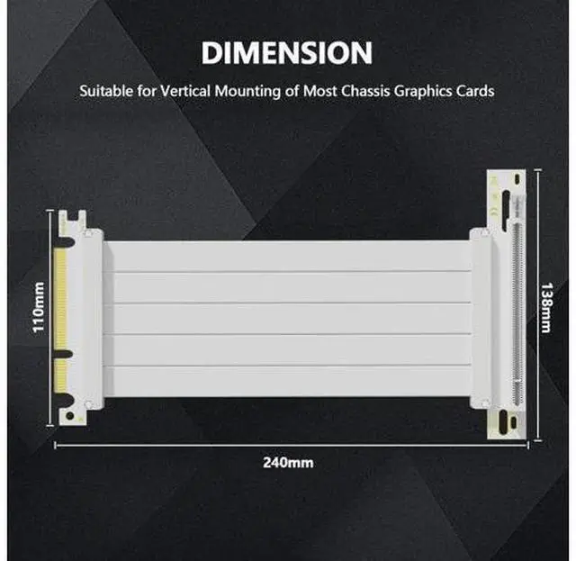 Alt view image 5 of 7 - PCIe 4.0 x16 90 Degree GPU Riser Cable, 200mm Flexible EMI Shielded Extension Cord, 30AWG with TPE Sleeves, Backward Compatible with Earlier PCIe Versions