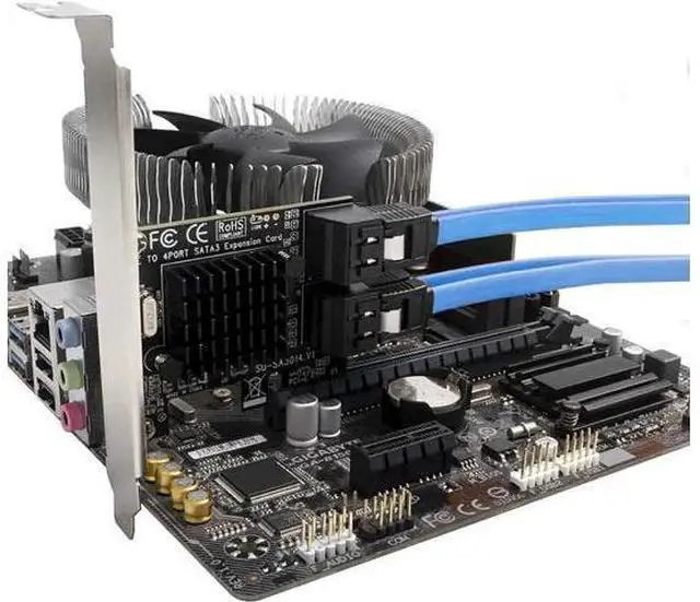 Alt view image 2 of 7 - 4 Ports PCIe X1 SATA 3.0 Expansion Card with 4 SATA Cables, 6Gbps Non-RAID SATA Controller Card, Low Profile Bracket, Supports Bootable System Disk
