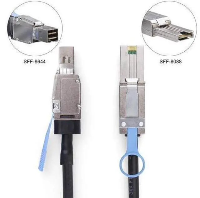 Alt view image 5 of 6 - 1m 3.3ft SFF-8644 to SFF-8088 External SAS Cable, 6Gbps Mini SAS HD to SAS 2.0 26Pin Cable, 100-Ohm Impedance for Server RAID Data Center Storage