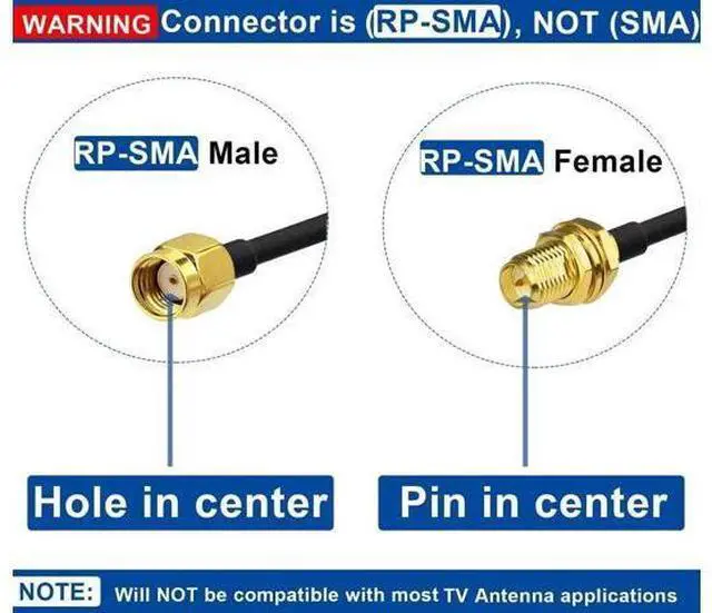 Alt view image 2 of 7 - 2 Pack 30ft RG174 RP-SMA Male to Bulkhead Mount RP-SMA Female WiFi Antenna Extension Cable for Router IP Camera Wireless Network Card Adapter