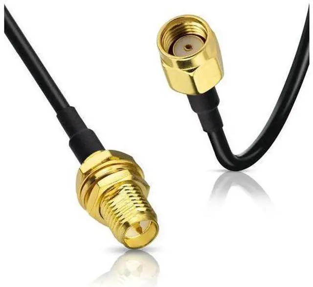 Alt view image 3 of 7 - 2 Pack 30ft RG174 RP-SMA Male to Bulkhead Mount RP-SMA Female WiFi Antenna Extension Cable for Router IP Camera Wireless Network Card Adapter