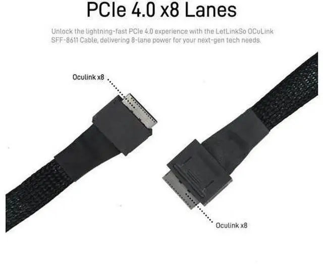 Alt view image 7 of 7 - 50cm/1.6FT OCuLink PCIe 4.0 Cable, Dual SFF-8611 8i Male to Male High-Speed Server Storage Interconnect Cable