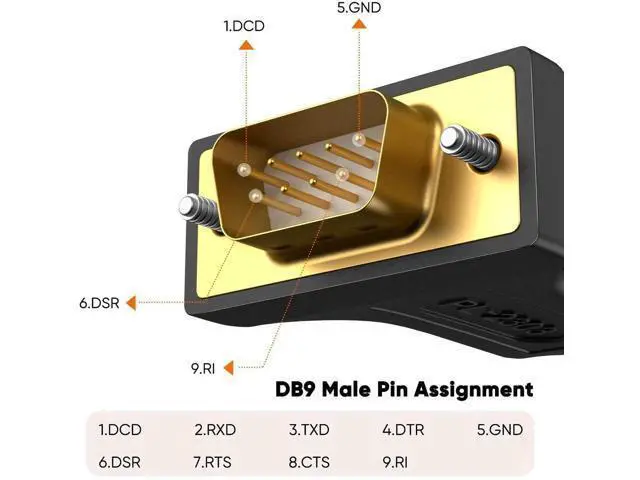 Alt view image 5 of 7 - 3M 10FT Black USB to RS232 DB9 Serial Cable PL2303 Chip for Cash Register Scanner CNC Modem Digital Camera