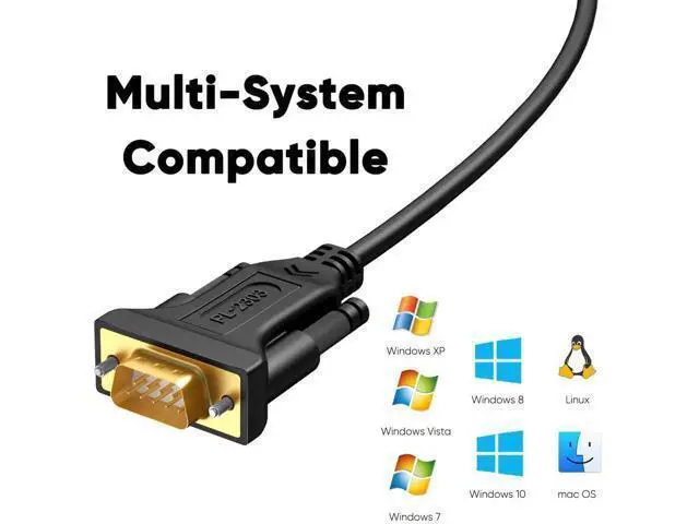 Alt view image 7 of 7 - 3M 10FT Black USB to RS232 DB9 Serial Cable PL2303 Chip for Cash Register Scanner CNC Modem Digital Camera