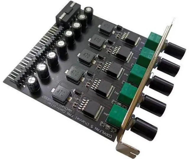 Alt view image 3 of 4 - 5-Channel 12V 3A Fan Speed Controller with PCI Slot Bracket, Supports 3Pin/4Pin Fans, CPU Water Cooler, DDC D5 Pump for PC Water Cooling DIY