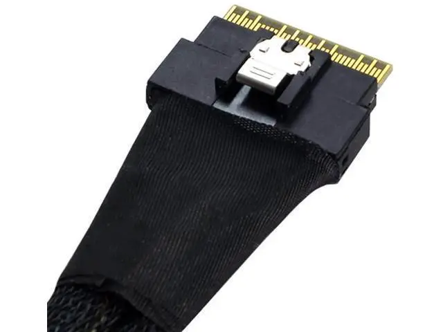 Alt view image 2 of 7 - 50cm PCIe 4.0 Slimline SAS Fanout Cable, SFF-8654 8i 74Pin Ultraport Slim SAS Host to Dual SFF-8611 OCuLink Storage Interconnect Cable for High Density OCP Server NVMe Expansion